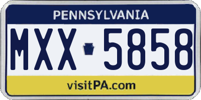 PA license plate MXX5858