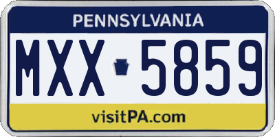 PA license plate MXX5859