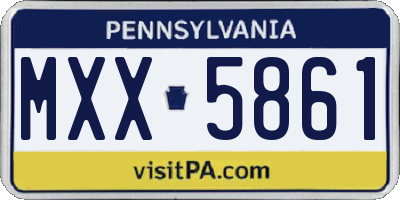 PA license plate MXX5861