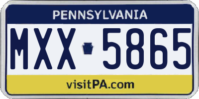 PA license plate MXX5865