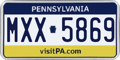 PA license plate MXX5869