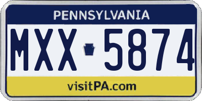PA license plate MXX5874