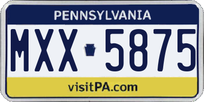 PA license plate MXX5875