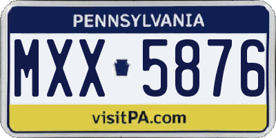 PA license plate MXX5876
