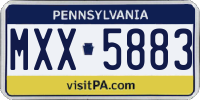 PA license plate MXX5883
