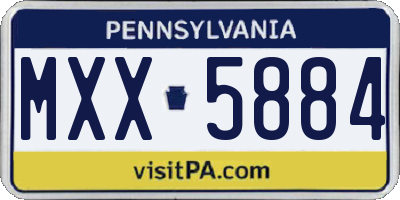 PA license plate MXX5884
