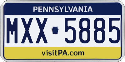 PA license plate MXX5885