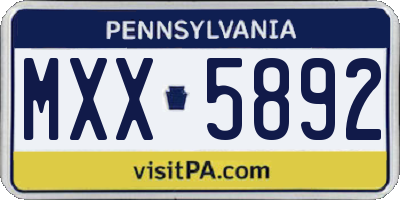 PA license plate MXX5892