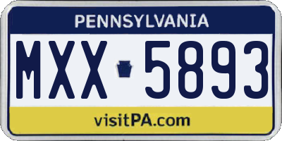 PA license plate MXX5893