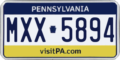 PA license plate MXX5894