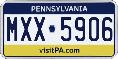 PA license plate MXX5906