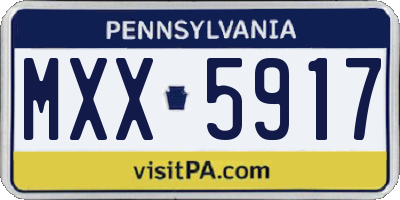 PA license plate MXX5917