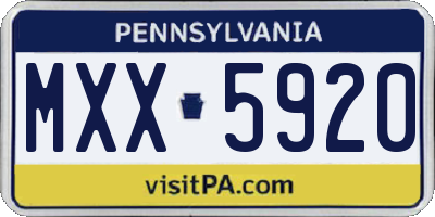 PA license plate MXX5920