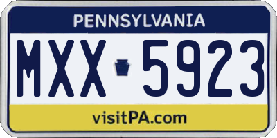PA license plate MXX5923