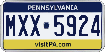 PA license plate MXX5924