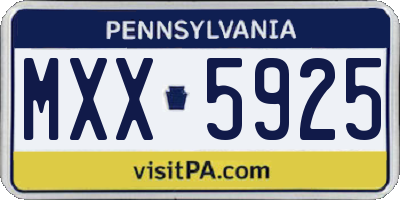 PA license plate MXX5925