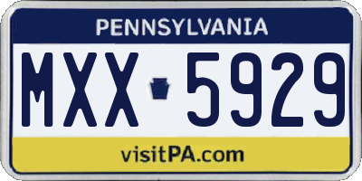 PA license plate MXX5929