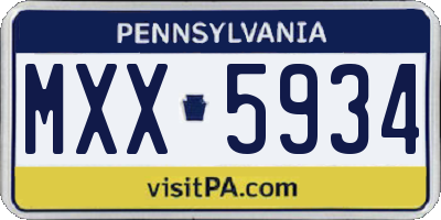 PA license plate MXX5934