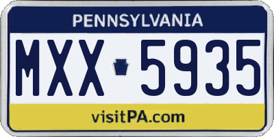 PA license plate MXX5935