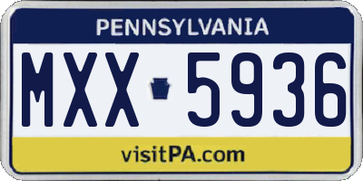 PA license plate MXX5936