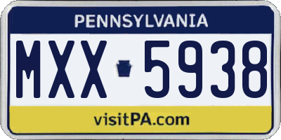 PA license plate MXX5938