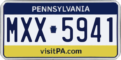 PA license plate MXX5941
