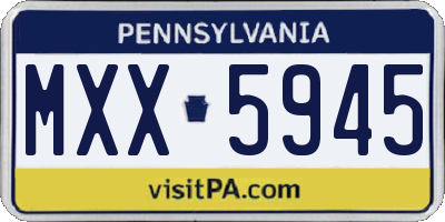 PA license plate MXX5945