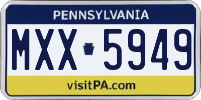 PA license plate MXX5949