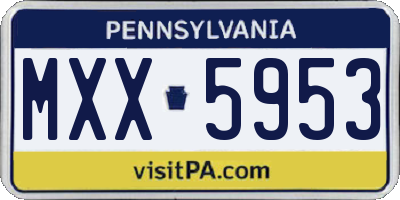 PA license plate MXX5953
