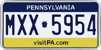 PA license plate MXX5954