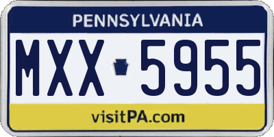 PA license plate MXX5955
