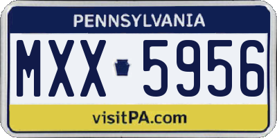PA license plate MXX5956
