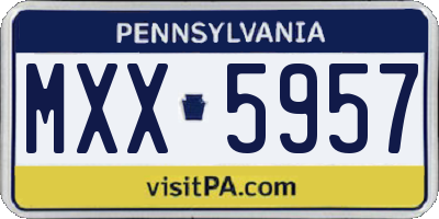 PA license plate MXX5957