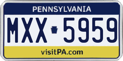 PA license plate MXX5959