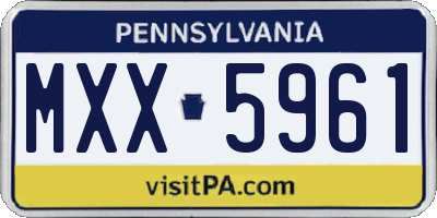 PA license plate MXX5961