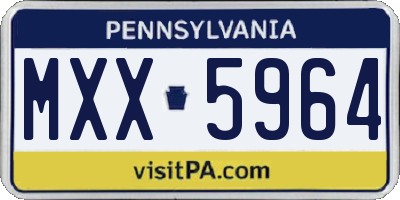 PA license plate MXX5964