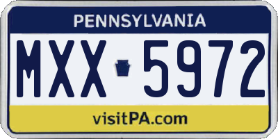 PA license plate MXX5972