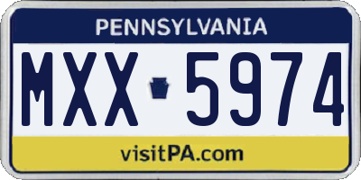 PA license plate MXX5974