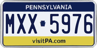PA license plate MXX5976
