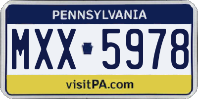 PA license plate MXX5978