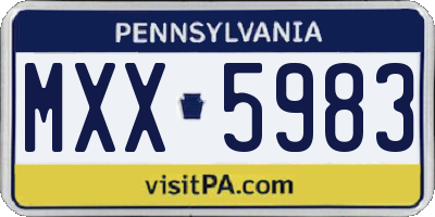 PA license plate MXX5983