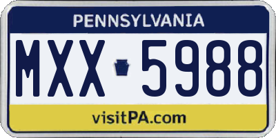 PA license plate MXX5988