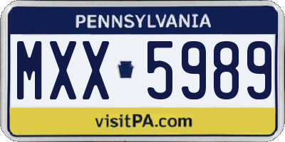 PA license plate MXX5989