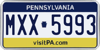 PA license plate MXX5993
