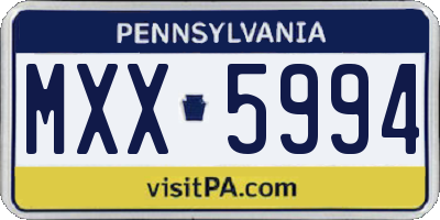 PA license plate MXX5994