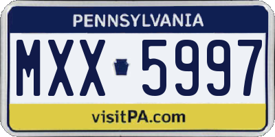 PA license plate MXX5997