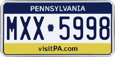 PA license plate MXX5998