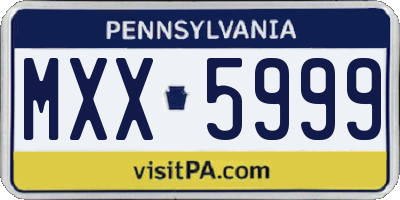 PA license plate MXX5999