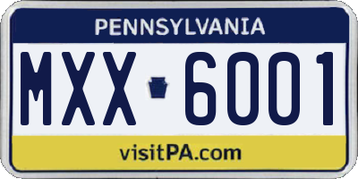 PA license plate MXX6001