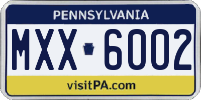 PA license plate MXX6002